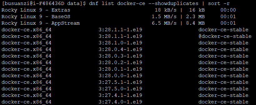 查询可用docker版本